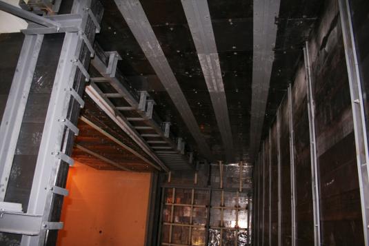 Lead ceiling and wall.